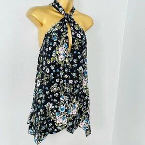 open criss cross floral tank top size small y2k
